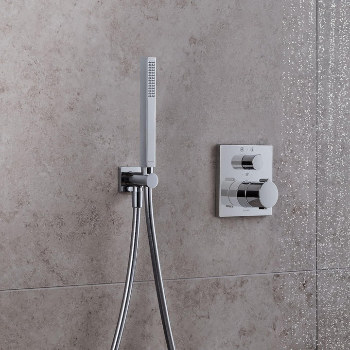 Duravit Universal Stabbrause, Duschkopf mit Strahlart Rain, Duschbrause eckig, Brausekopf reinigungs