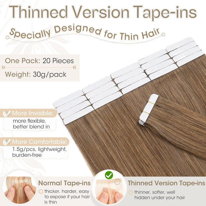 Elailite Tape Extensions Haarverlängerung - Invisible Tape Extensions Echthaar - Remy Real Human Hai