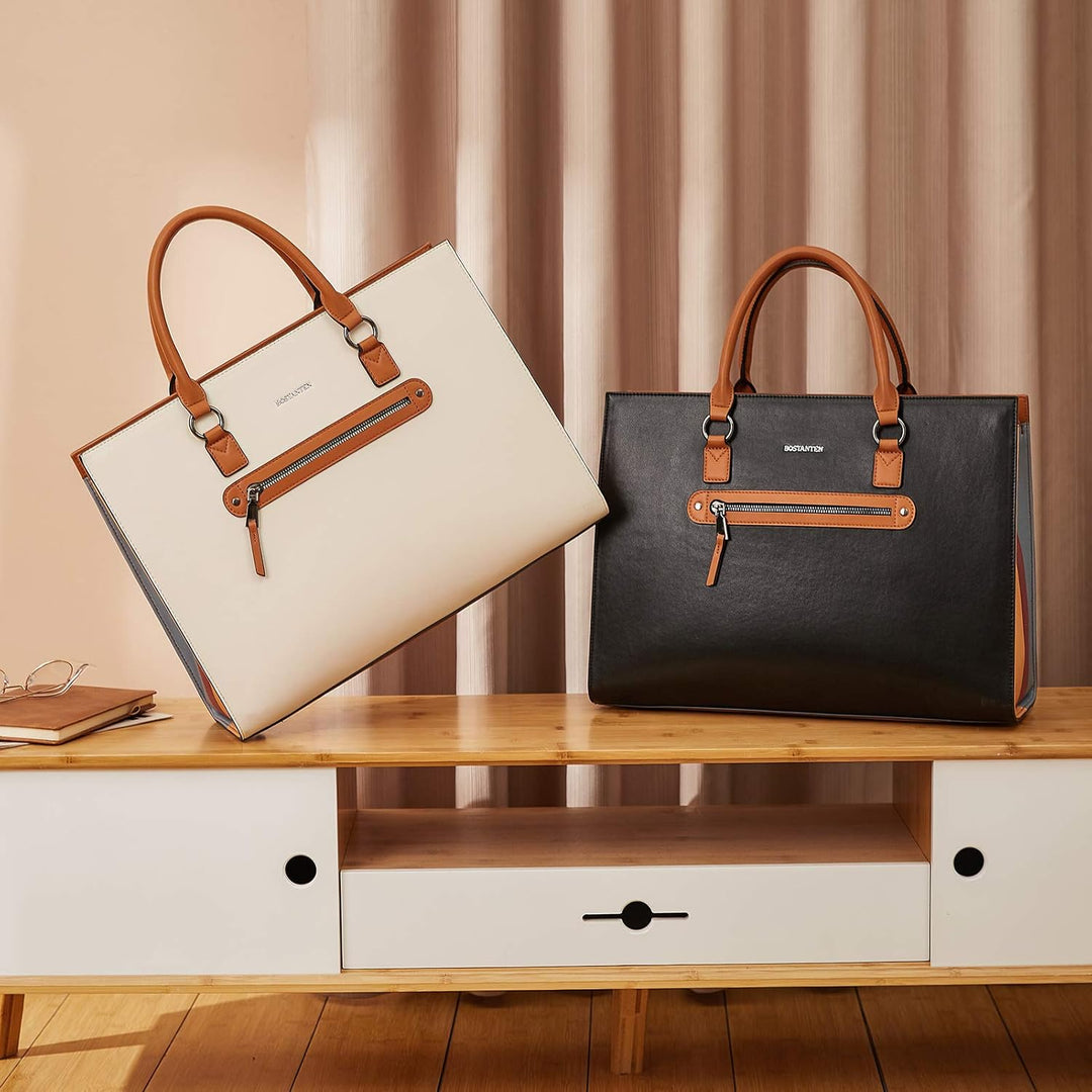 BOSTANTEN Damen Aktentaschen Leder Laptop Schultertasche 15.6 Zoll Frauen Arbeitstasche Businesstasc