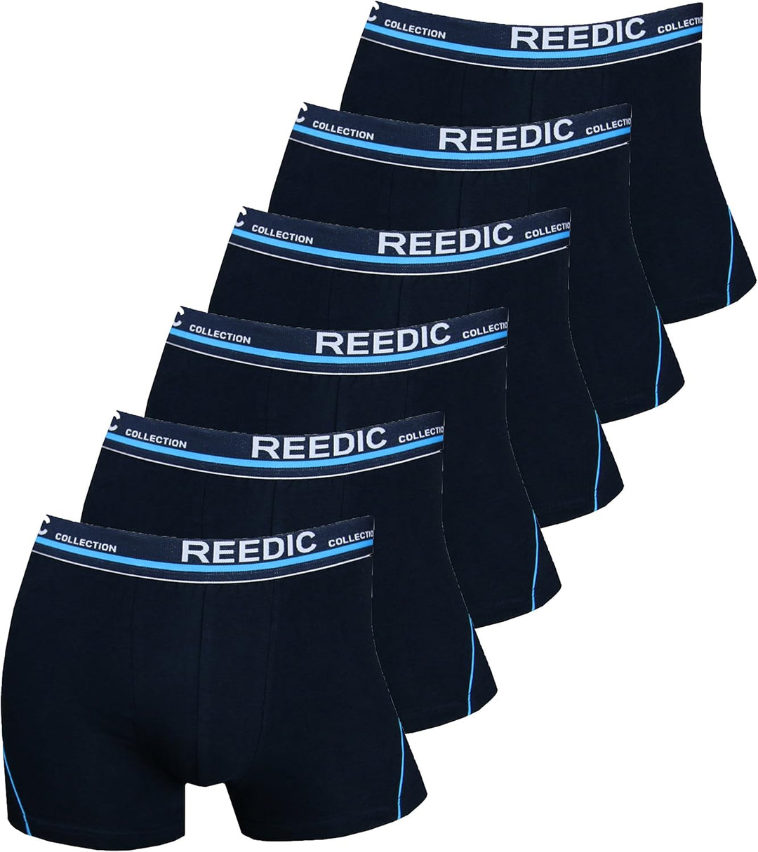 Reedic Herren Boxershorts Baumwolle 6er Pack, 6 X Dunkelblau.