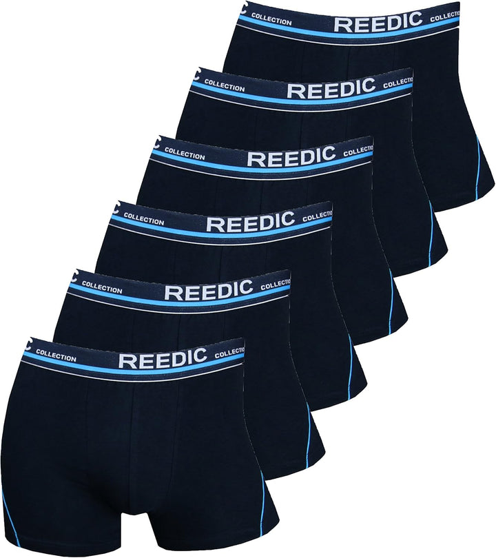 Reedic Herren Boxershorts Baumwolle 6er Pack, 6 X Dunkelblau.