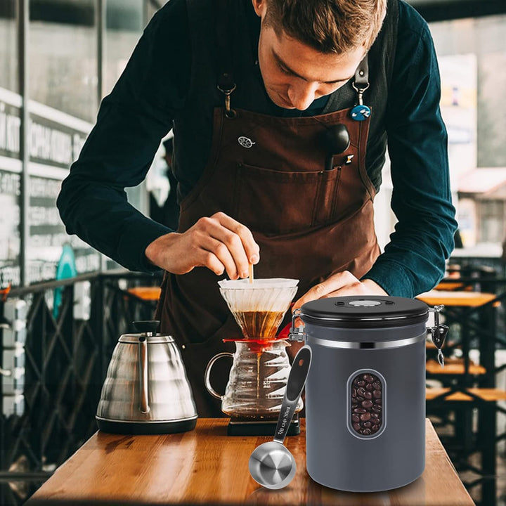 ROCKY&CHAO Kaffeedose Luftdicht aus Edelstahl 1,5L Kaffeebhnen Behälter 500g Vorratsdose für Tee Nüs