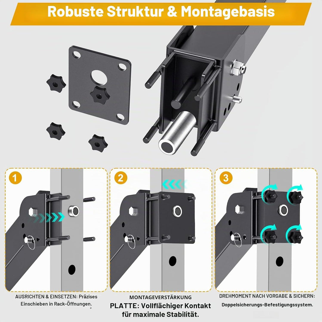 Kipika Power Rack Jammer Arms – Verstellbare Höhe & Winkel Hebelarmsystem für Power Cages mit 1,6 cm