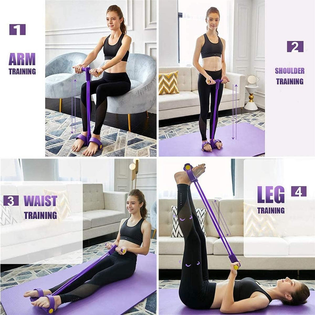 PORRASSO Upgrade 4 Tubes Elastisches Sit-up Pull Rope Pedal Widerstand Band Bodybuilding Expander Mu