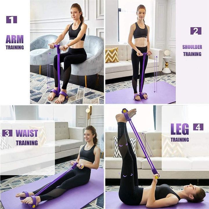 PORRASSO Upgrade 4 Tubes Elastisches Sit-up Pull Rope Pedal Widerstand Band Bodybuilding Expander Mu