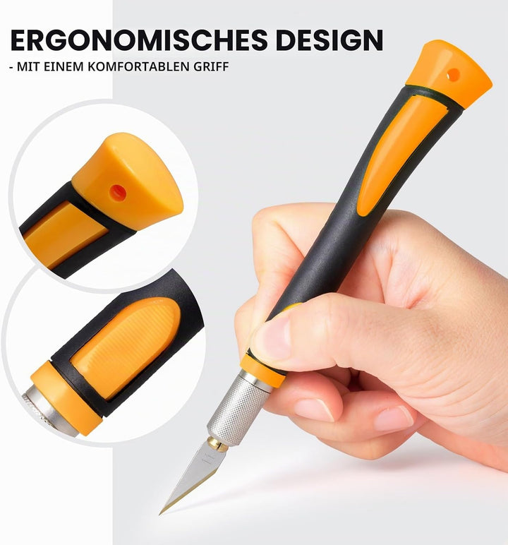 FOSHIO Bastelmesser Skalpell Set, Mini-Titan-Skalpellmesser mit Softgriff inklusive, mit 10 Titan-Er
