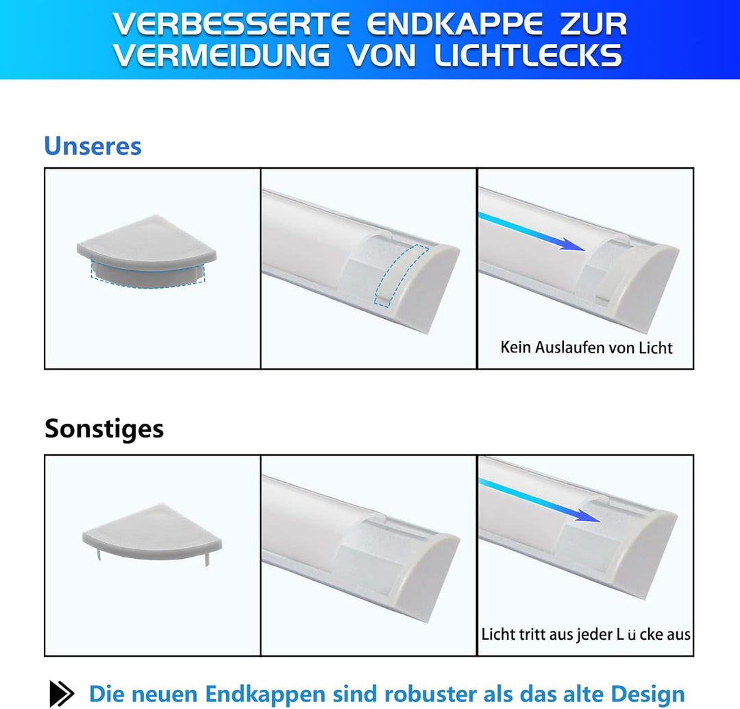Efishine Pack of 10 LED Profiles Aluminium 10 x 1 m, V-Shape Aluminium Profiles with Milky Cover, En