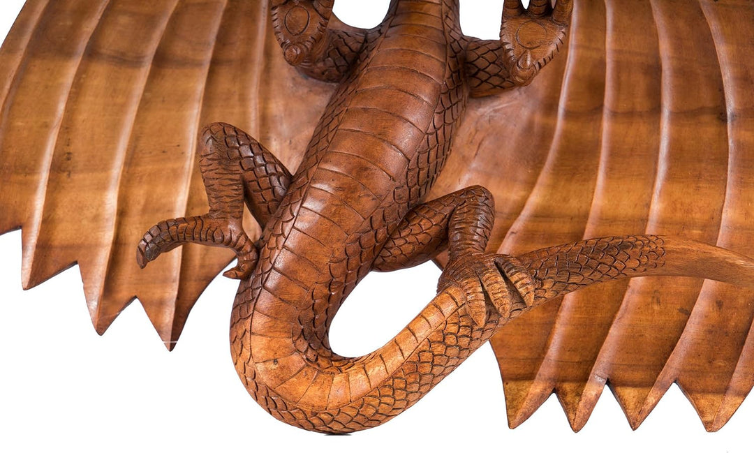 Windalf Handmade XL Drachen-Wandbild FURIMOR 50 cm Wikinger Drachenfigur Wandobjekt Wandrelief Holz