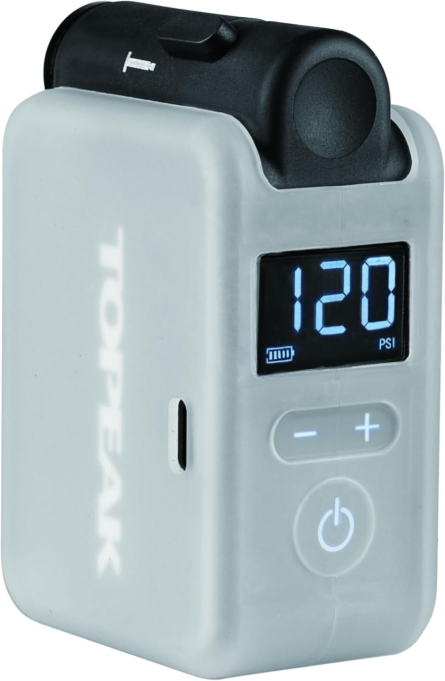 Topeak E-Booster Digital Pumpe aus Aluminium/Kunststoff/Silikon in der Farbe Schwarz und Gelb, Pumpl