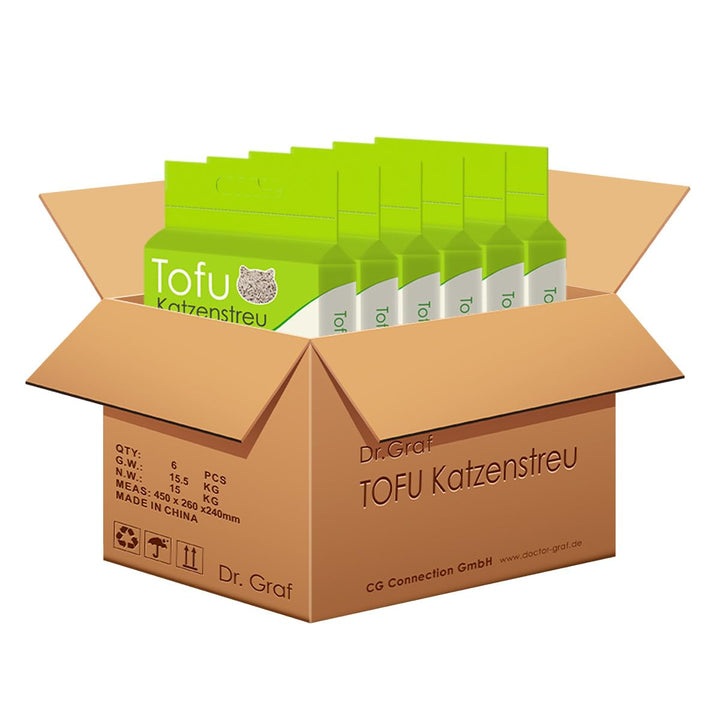 Tofu Katzenstreu, 100% natürlich, Innovative Klumpstreu, geruchsfrei, komplett wasserlöslich， biolog