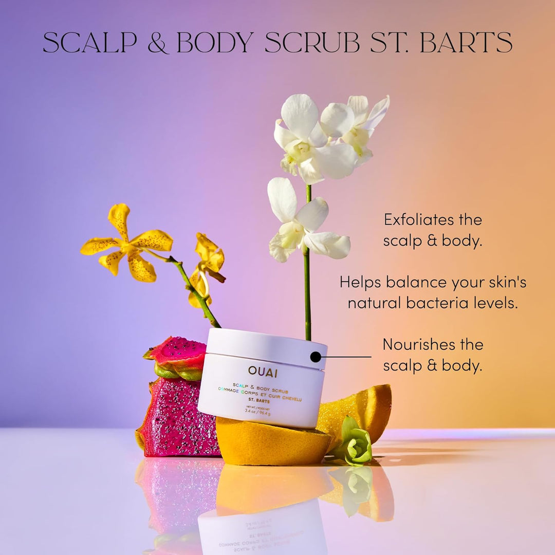 OUAI Scalp & Body Scrub Reisegrösse – St. Barts – Exfolierendes Körperpeeling mit Zucker & Kokosöl f