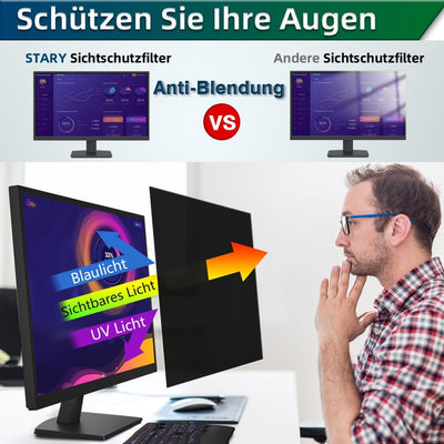 STARY [2 Stück 24 Zoll Computer Privatsphäre Bildschirm Filter für 16:10 Widescreen Monitor abnehmba