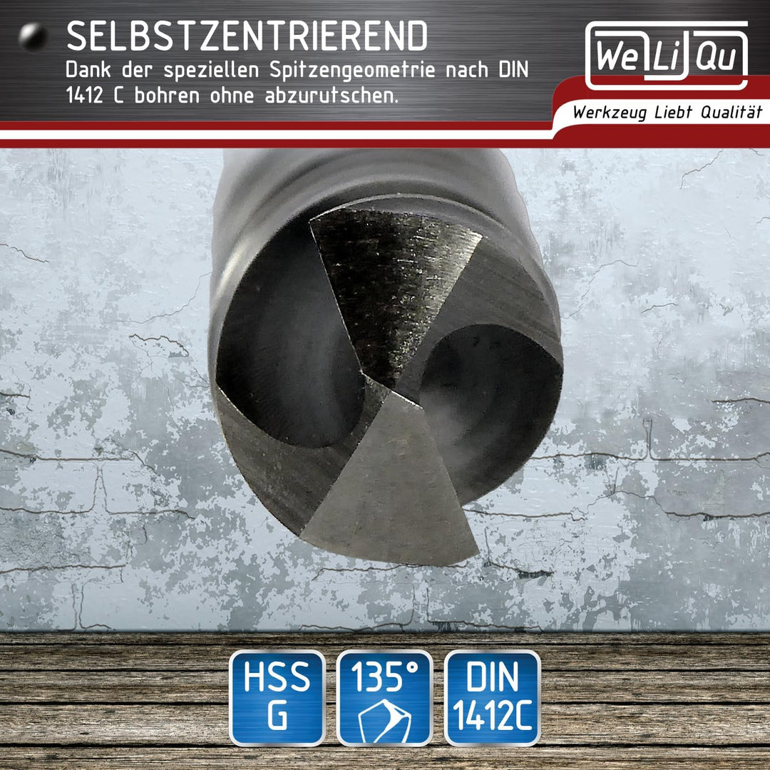 WELIQU 10 Stück HSS-G Spiralbohrer Ø 10,0 mm, geschliffene, selbstzentrierende Präzisionsbohrer für