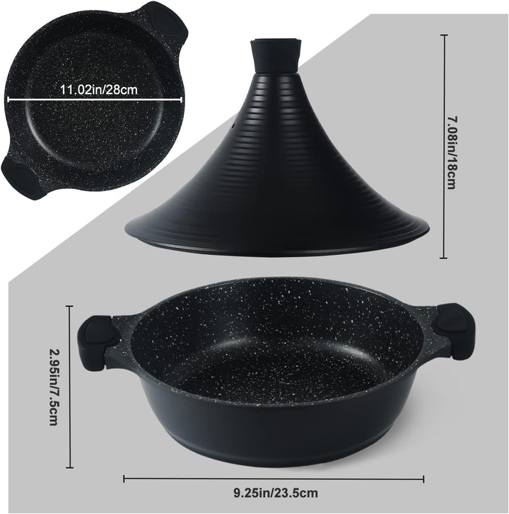 Scheffler Tajine Topf - Marokkanische Tagine 28cm Antihaftbeschichtung aus Aluminium mit kegelförmig