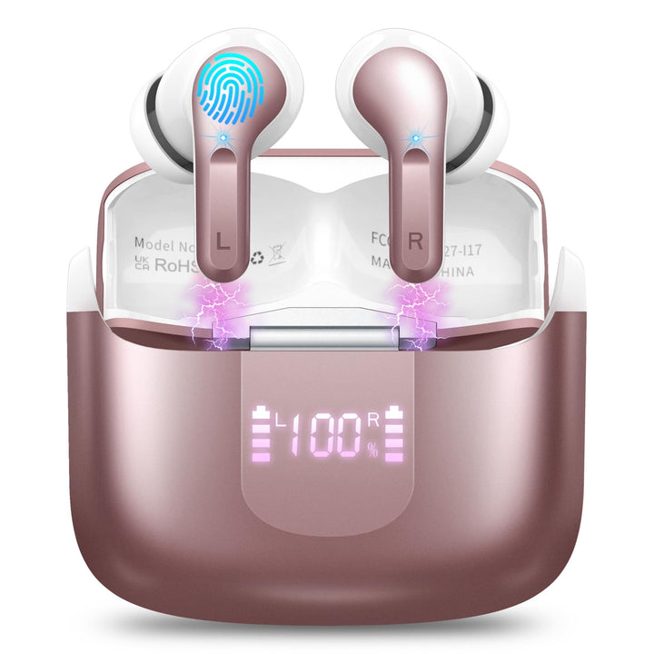 Ordtop Kopfhörer Kabellos Bluetooth, Stereo Tiefer Bass Wireless Earbud, ENC Noise Cancelling Mic, U