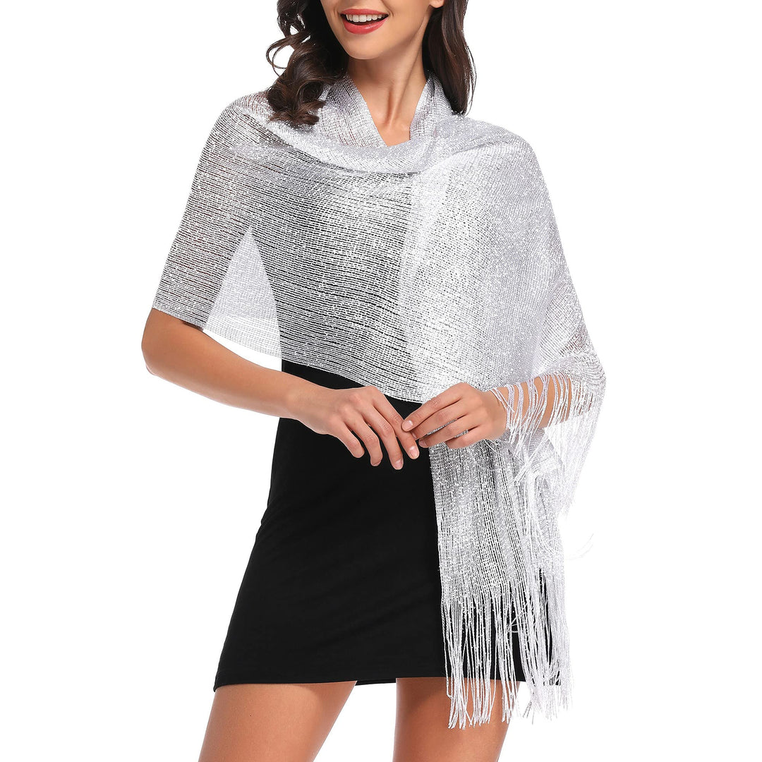 Funkelnde metallische Tücher und Wickel für die Abendparty Formale Kleider Hochzeit Brautjungfer (mi