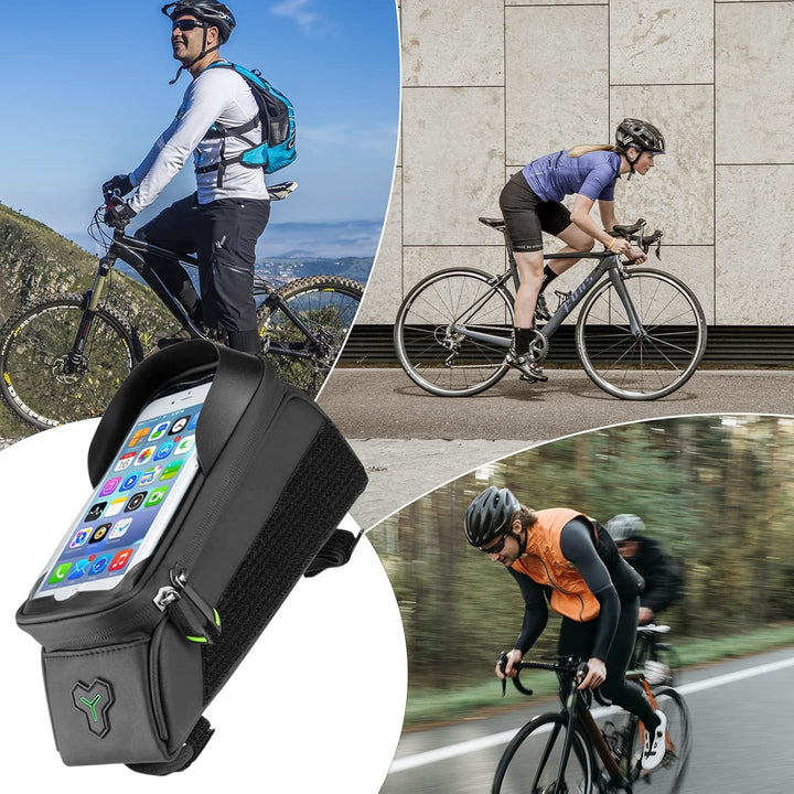ROCKBROS Rahmentasche für Fahrrad, Telefonhalterung für Lenker, Rennrad, Aufbewahrungstasche, 2 in 1