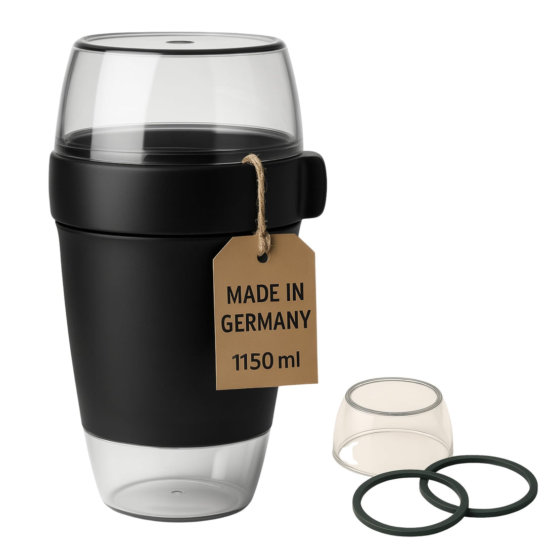 Lunchpot 1150 ml Midnight Edition – 3 auslaufsichere Fächer (200/350/600 ml) – mikrowellen‑ & tiefkü
