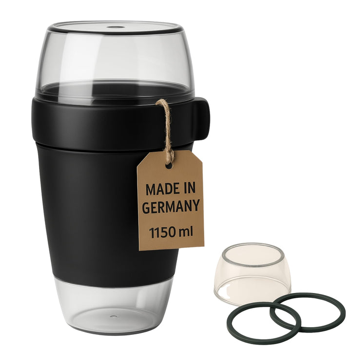 Lunchpot 1150 ml Midnight Edition – 3 auslaufsichere Fächer (200/350/600 ml) – mikrowellen‑ & tiefkü