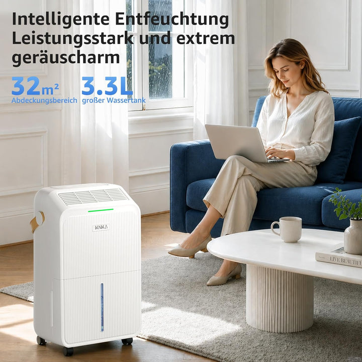 KNKA Luftentfeuchter, 16 L/T, Energiesparender Entfeuchter, Leiser Raumentfeuchter, 3,3 L Wassertank