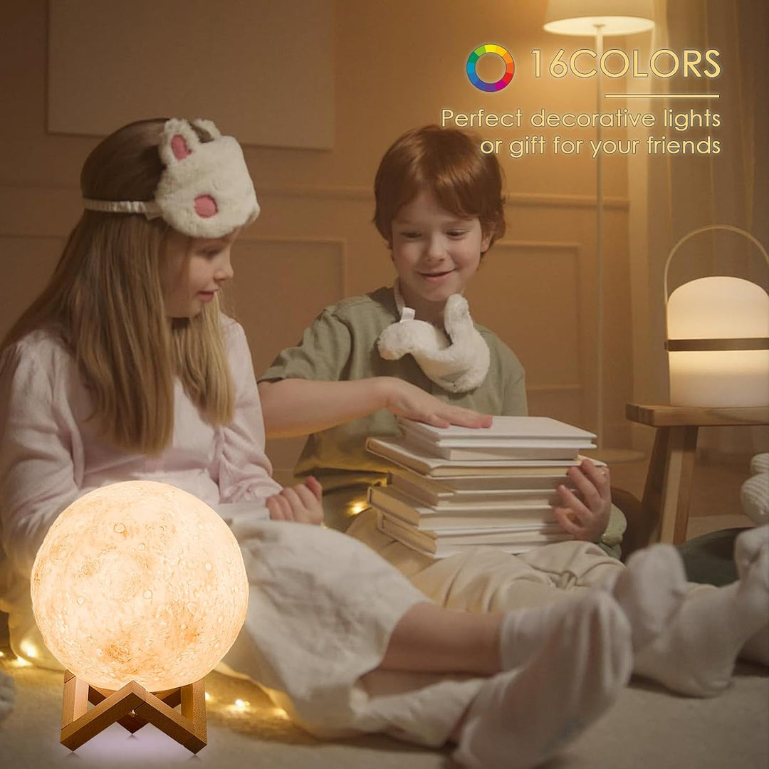 3D Mondlampe LED, 16 RGB Farben, Touch-Steuerung &amp; USB-Aufladung | Dimmbares Nachtlicht für Kinderzi