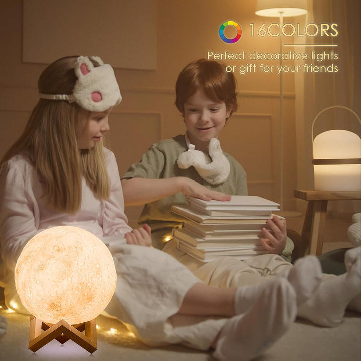 3D Mondlampe LED, 16 RGB Farben, Touch-Steuerung &amp; USB-Aufladung | Dimmbares Nachtlicht für Kinderzi