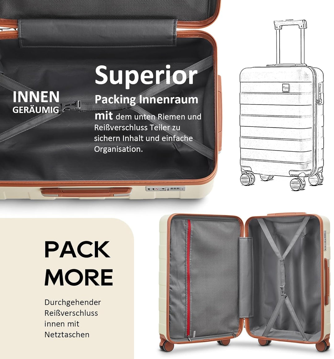 imiomo Kofferset 5tlg Hartschale mit 4 Rollen und TSA-Schloss Der Gepäcksets Enthält 1 Reisetasche u