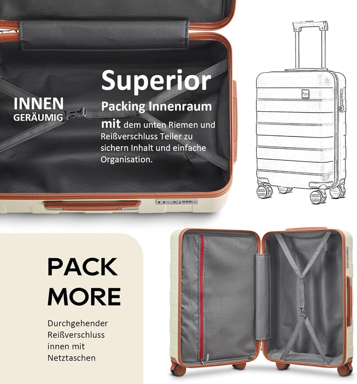 imiomo Kofferset 5tlg Hartschale mit 4 Rollen und TSA-Schloss Der Gepäcksets Enthält 1 Reisetasche u