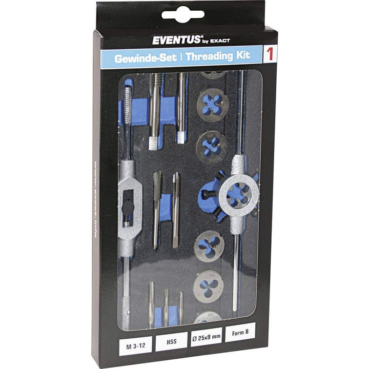 Eventus by Exact 70607 Gewindeschneidsatz 16teilig HSS metrisch M3, M4, M5, M6, M8, M10, M12