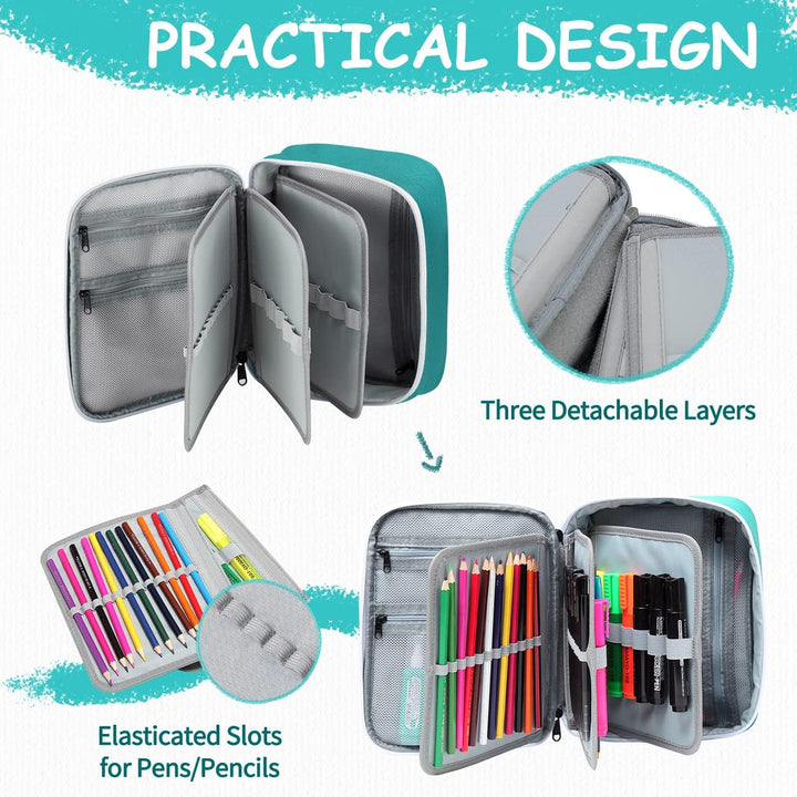 VASCHY Grosse Federmäppchen, Multi Fächer Mäppchen Organizer 72 Stück Etui Schule Federmappe Federta