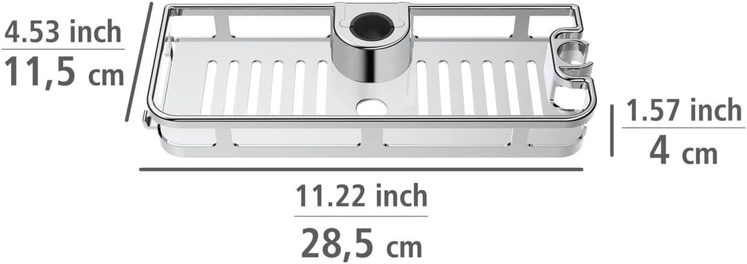 WENKO Duschablage Libertà Chrom, Duschregal mit Haken und Duschkopfhalter aus Kunststoff, Anbringung