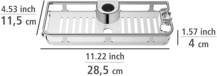 WENKO Duschablage Libertà Chrom, Duschregal mit Haken und Duschkopfhalter aus Kunststoff, Anbringung