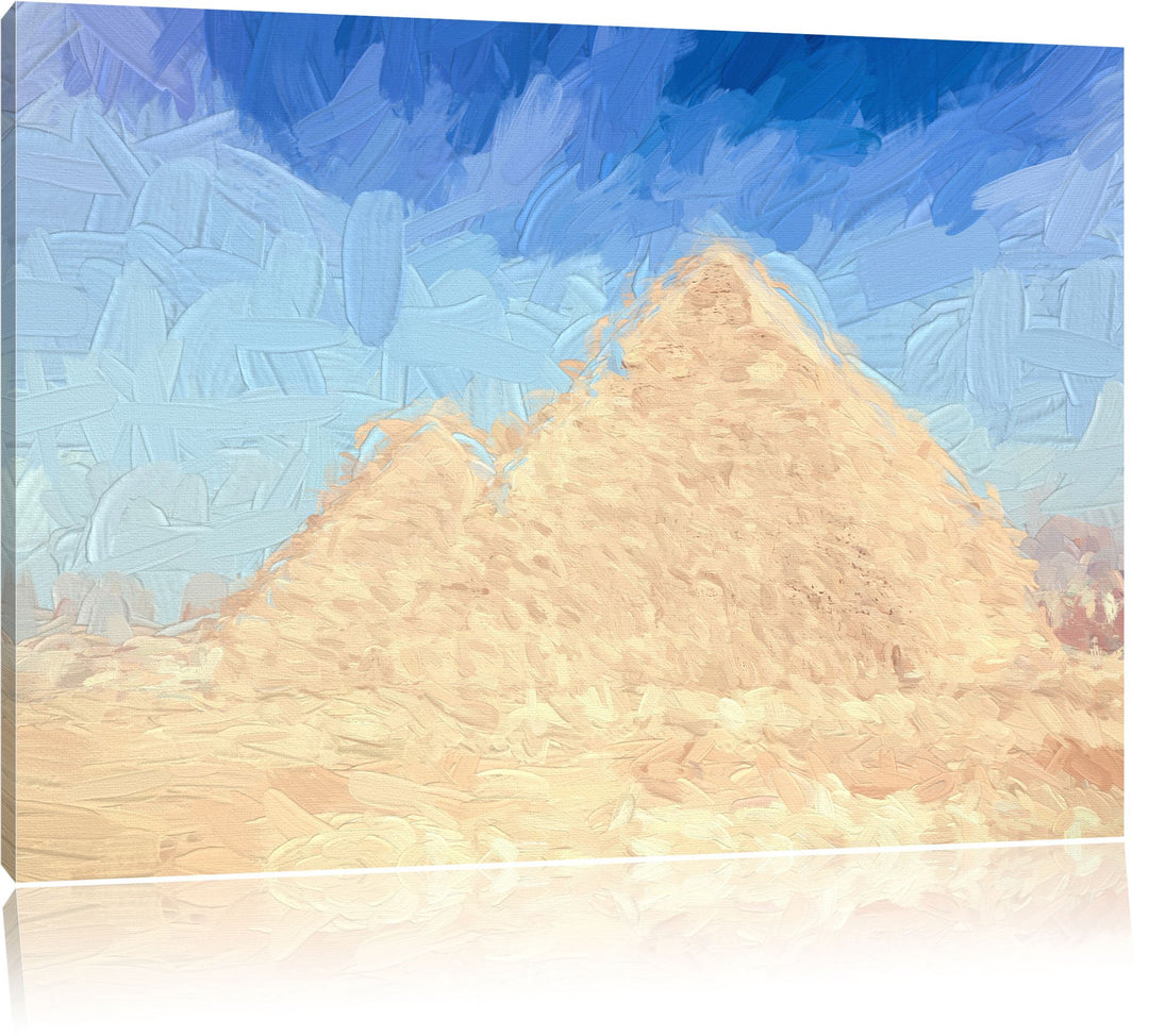Pixxprint Pyramiden von Gizeh in Ägypten Pinsel Effekt, Format: 100x70 auf Leinwand, XXL riesige Bil