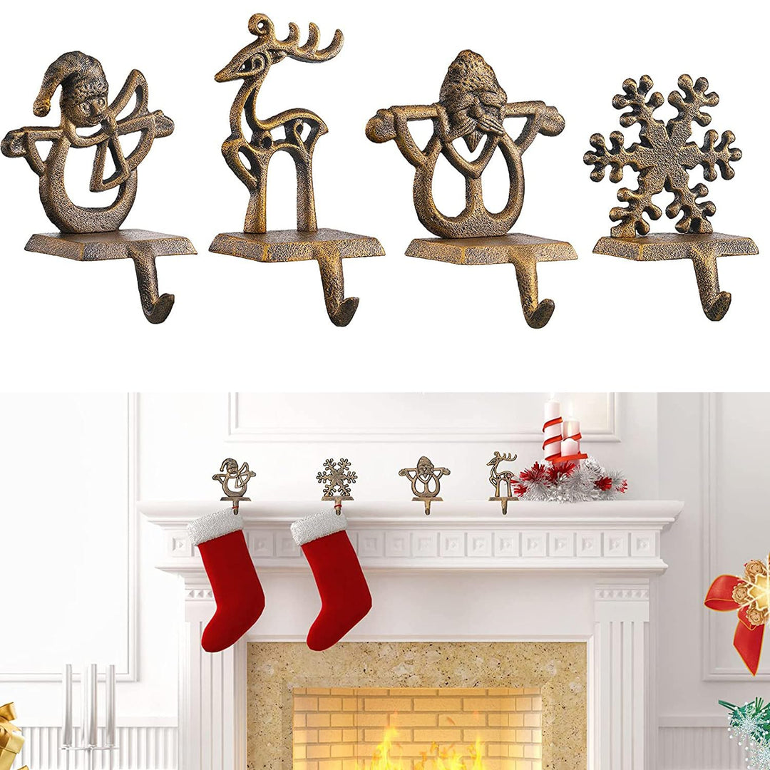 YWZHENYU 4 Stück Weihnachtsstrumpfhalter, langlebige Strumpfaufhänger Haken für Kaminsims, Kamin, Sc