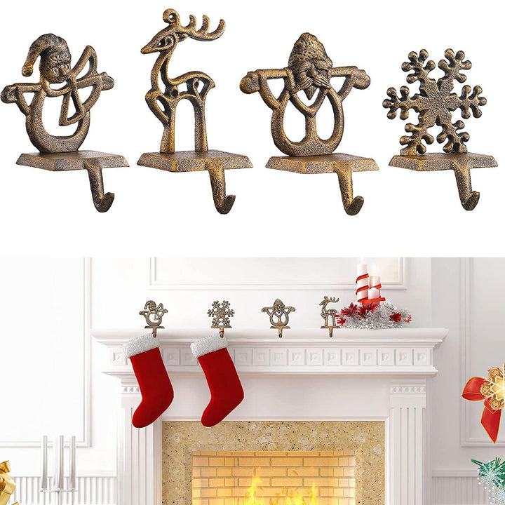 YWZHENYU 4 Stück Weihnachtsstrumpfhalter, langlebige Strumpfaufhänger Haken für Kaminsims, Kamin, Sc
