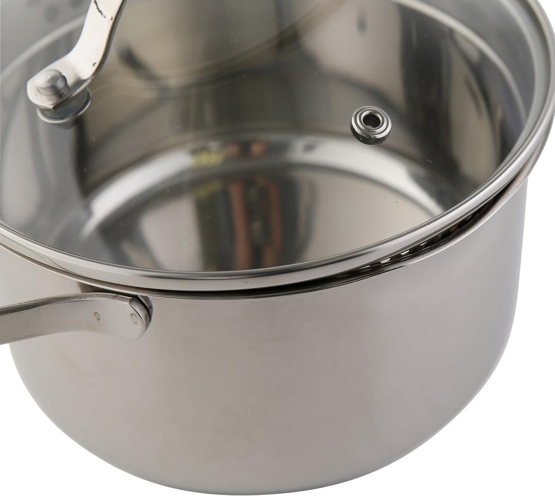 axentia Kochtopf Pado aus poliertem Edelstahl 24cm - Topf mit Glasdeckel - Suppentopf mit Schüttrand