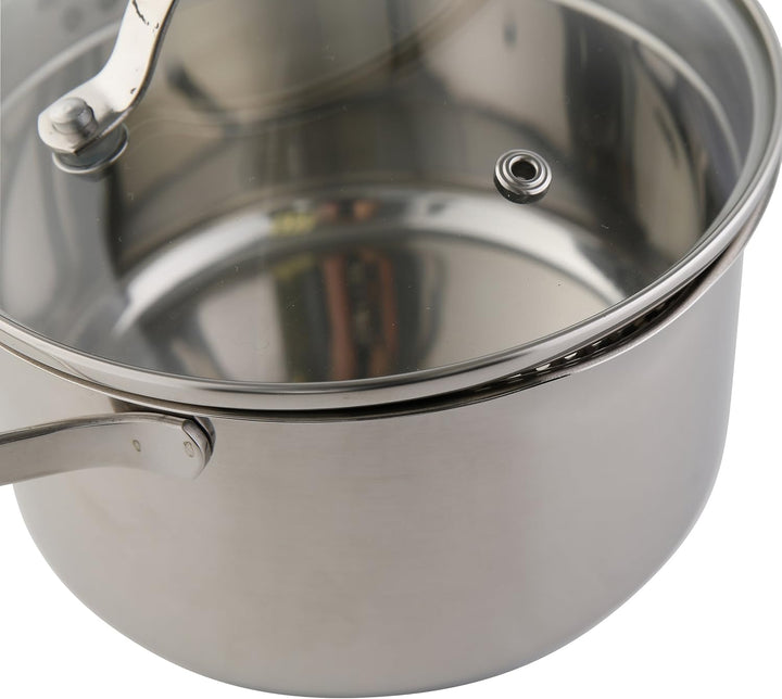 axentia Kochtopf Pado aus poliertem Edelstahl 24cm - Topf mit Glasdeckel - Suppentopf mit Schüttrand