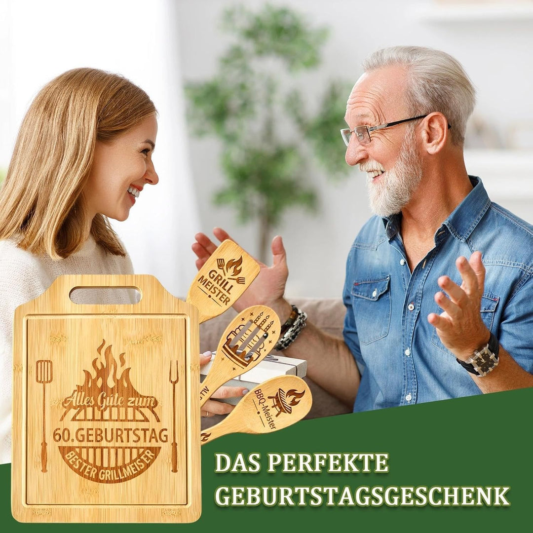 Geschenk 60. Geburtstag Männer - Geschenke zum 60 Geburtstag Mann, Graviertes Bambus Schneidebrett S