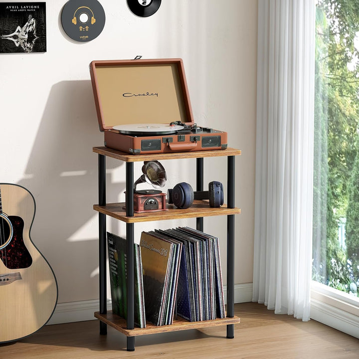 APICIZON 3 Tier Beistelltisch Schmal, Nachttisch Holz, Tisch Klein, 40x30x61.5cm, Kleiner Beistellti