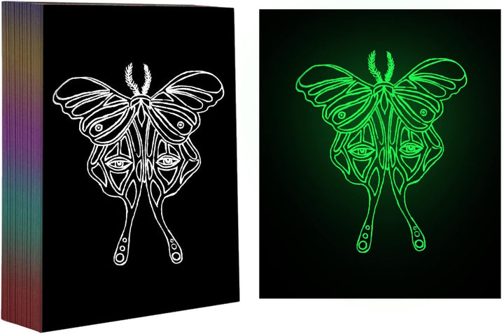 SCULPFUN 50 Blatt Leuchtpapier zum Kratzen, 28 * 20,8 cm Fluoreszierendes Kratz-Papier für die kreat