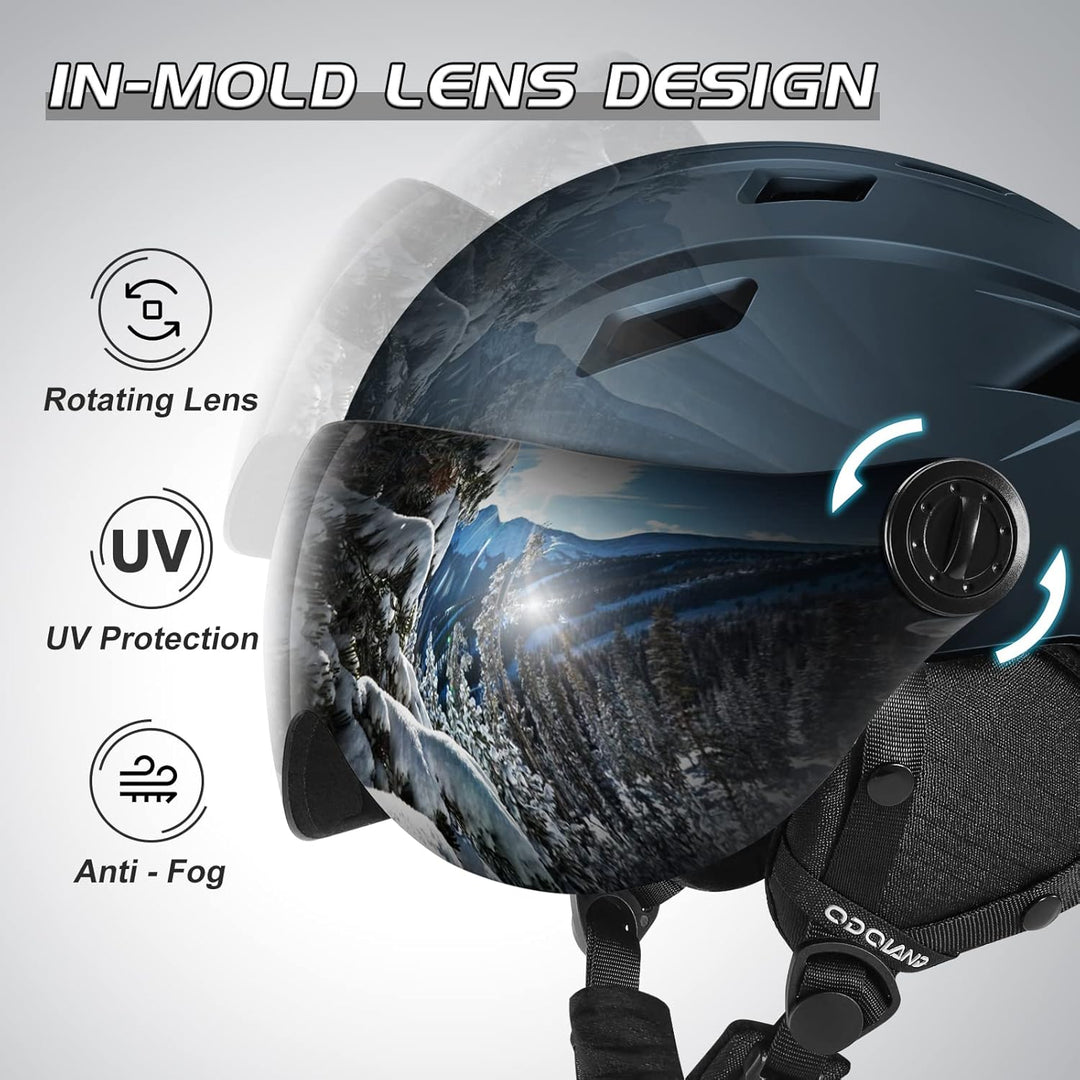Odoland Erwachsene Skihelm Skihelm mit Visier, Leichter Race-Helm mit Helmvisier für Männer und Frau