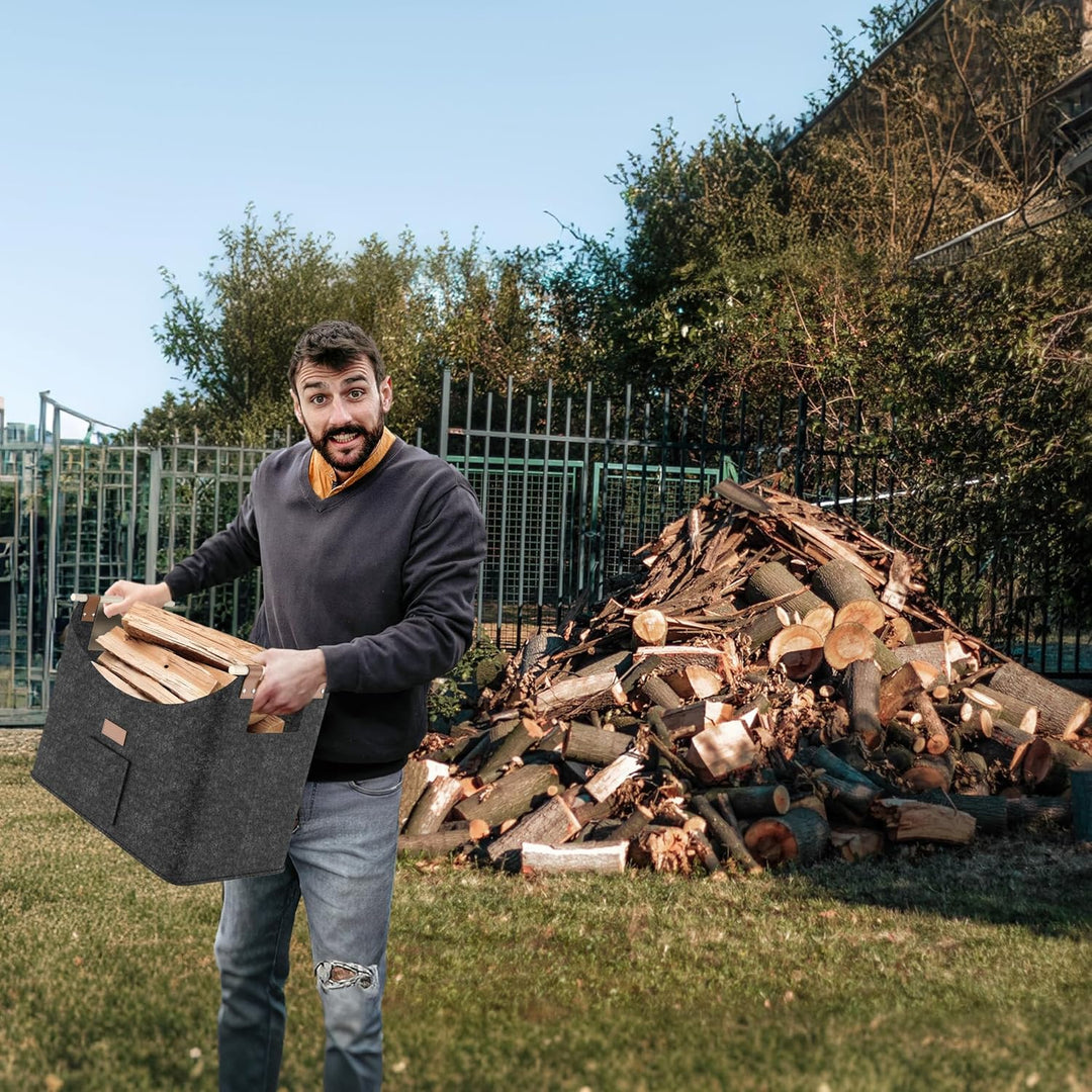 YRHome 2er Brennholzkorb Holzkorb für Kaminholz Extradickem Kaminholzkorb feuerholzkorb Gross Kaminh