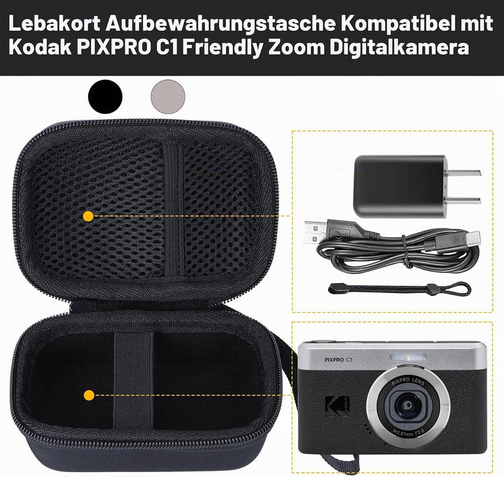Lebakort Hart Schutz Hülle Etui Tasche für Kodak Pixpro C1 Digitalkamera | Ultrakompakt Digitalkamer