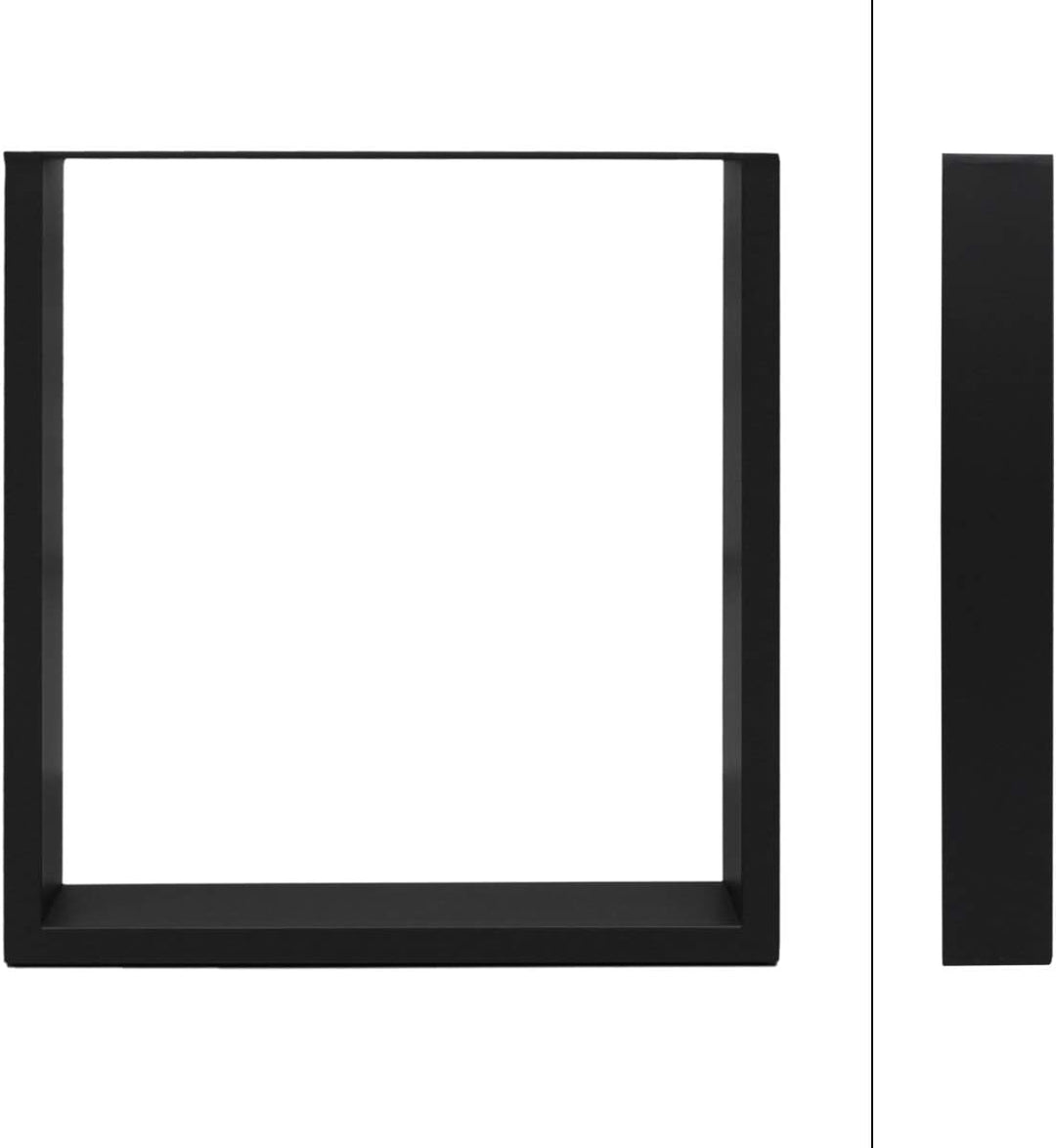 ECD Germany 2X Tischbeine aus Vierkantprofilen, 60 x 72 cm, Schwarz, pulverbeschichtete Stahl, Indus