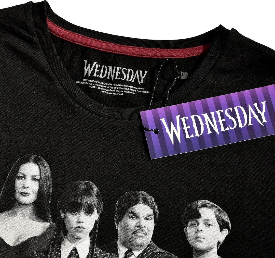 Elbenwald Wednesday T-Shirt mit verschiedenen Motiven für Herren Damen Unisex Baumwolle schwarz XS A