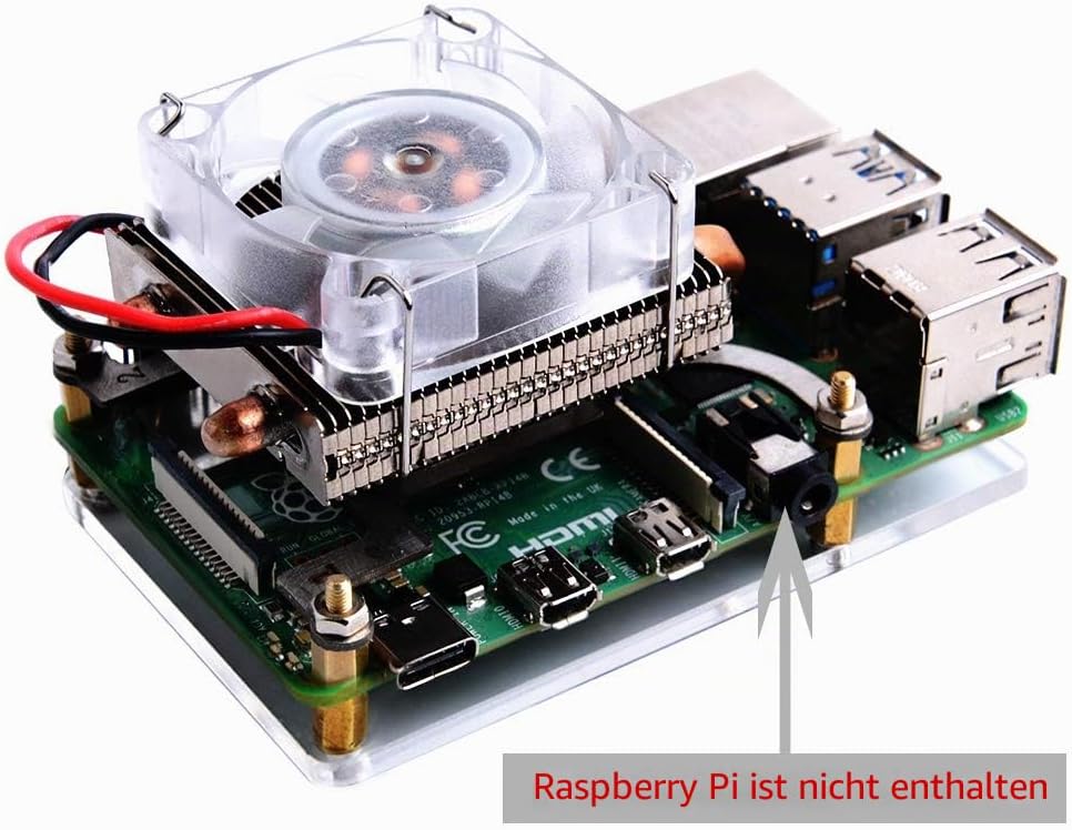 GeeekPi Raspberry Pi Low-Profile CPU Kühler, Raspberry Pi Horizontal Ice Tower Cooler, RGB PWM Cooli