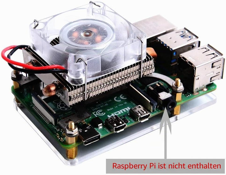 GeeekPi Raspberry Pi Low-Profile CPU Kühler, Raspberry Pi Horizontal Ice Tower Cooler, RGB PWM Cooli