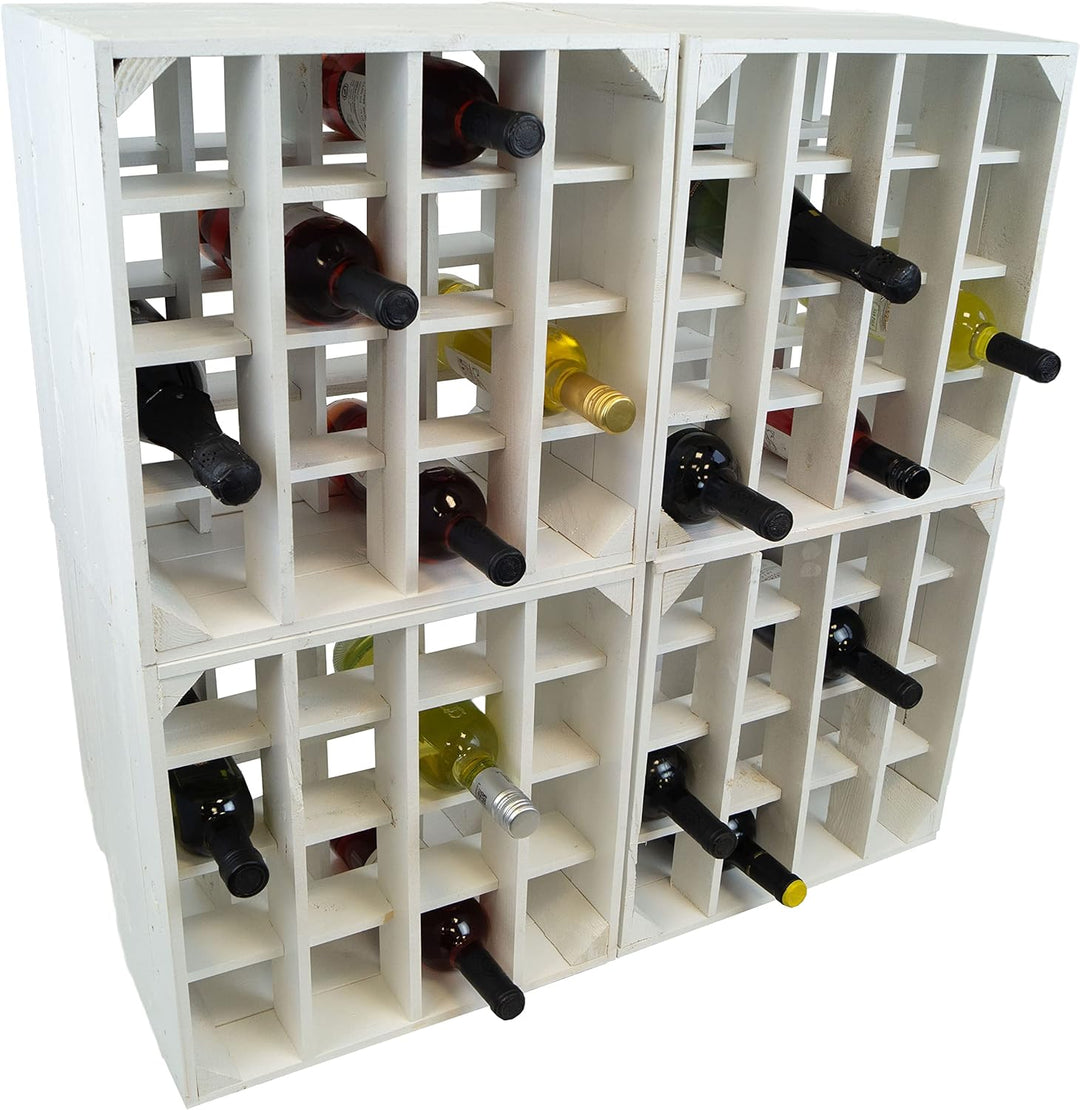 Kistenkolli Altes Land Weinregal 16er Weiss Masse 40x40x27cm Flaschenablage Weinregal Apfelkiste/Wei