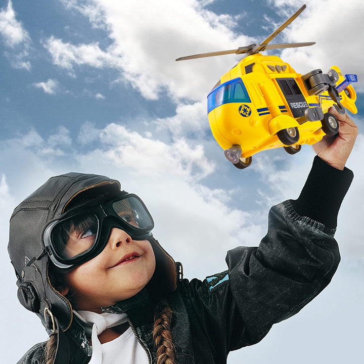 HERSITY Hubschrauber Kinder mit Drehpropeller, Flugzeug Spielzeug Gross Licht und Sound Helikopter K