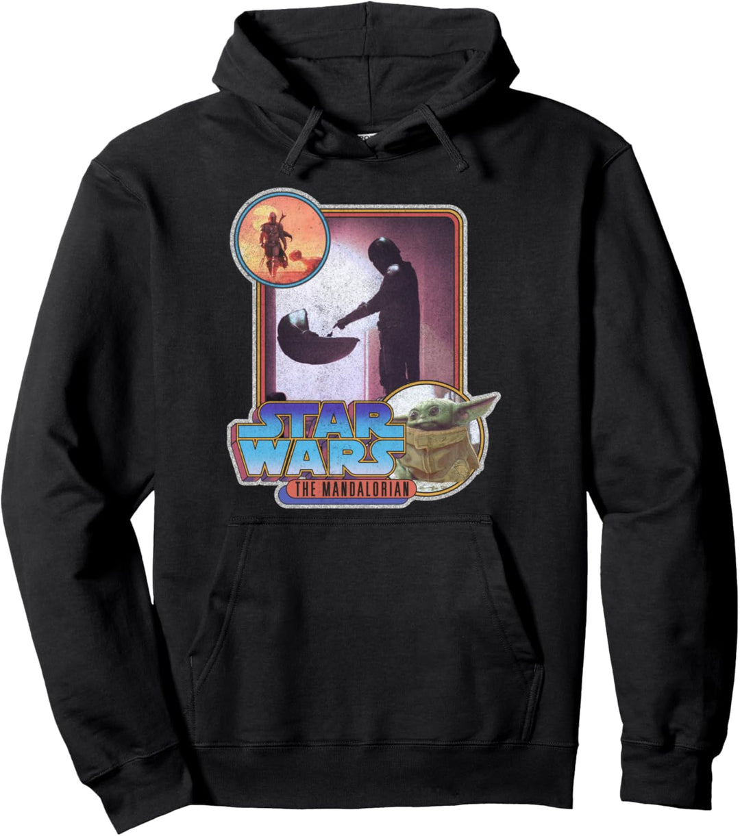 Star Wars Mandalorian Retro Mandalorian & The Child Pullover Hoodie